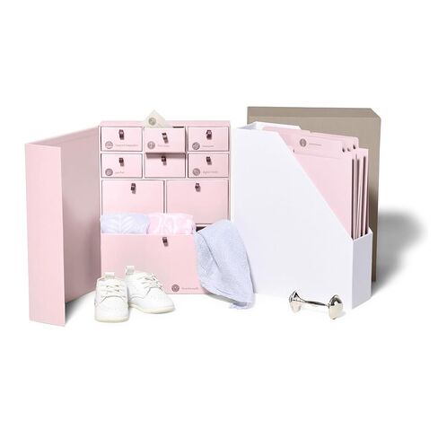 Savor I Baby Deluxe Box | Acid-Free Newborn Keepsake & Memory Organizer with 52 Labels, 9 Drawers, 8 File Folders | Gift for Pregnancy, Gift for Mom & Baby Shower, Slate, No Customization in Saudi Arabia
