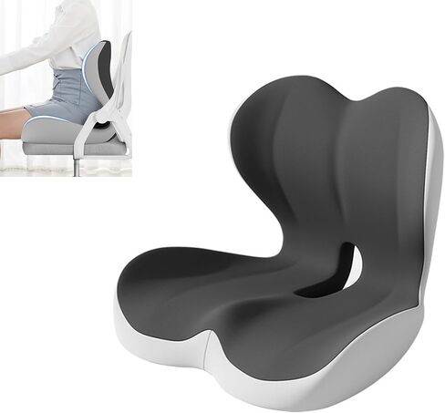 Seat Cushion for Long Sitting Office Worker, Memory Foam Chair Cushion for Car, Truck, Home Chair & Office Seat L-Shaped Ergonomic Design(Black Gray) in Kuwait
