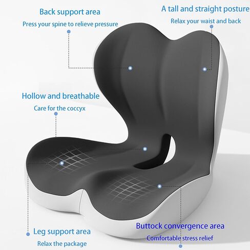 Seat Cushion for Long Sitting Office Worker, Memory Foam Chair Cushion for Car, Truck, Home Chair & Office Seat L-Shaped Ergonomic Design(Black Gray) in Kuwait