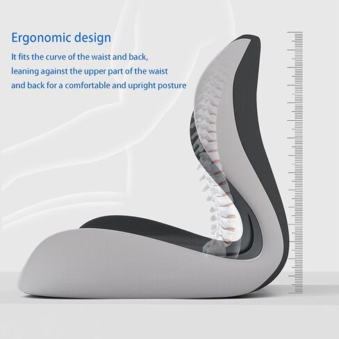 Seat Cushion for Long Sitting Office Worker, Memory Foam Chair Cushion for Car, Truck, Home Chair & Office Seat L-Shaped Ergonomic Design(Black Gray) in Kuwait