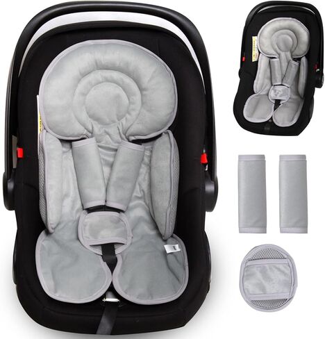 Infant Car Seat Insert for Newborn Girls Boys, 3 in 1 Reversible Cushion for Carseat with Strap Pads Buckle Cover Extra Soft Carseat Support Pad for All Season, Pink in Saudi Arabia