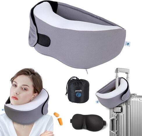 وسائد سفر للطائرات، وسادة رقبة من إسفنج الذاكرة لتوفير الراحة على متن الطائرة، وسادة سفر للرقبة مع قناع العين الخاص بها، تصميم مريح للسفر وركوب السيارات والمكاتب والاستخدام المنزلي، مقاسات M-L in Kuwait