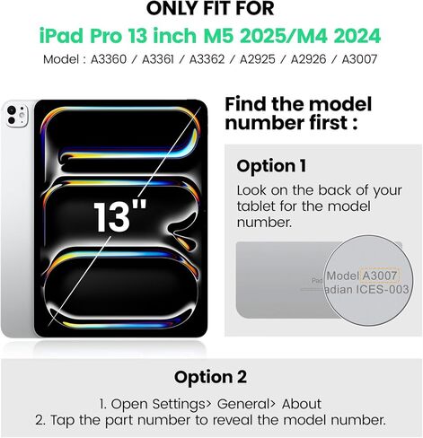 حافظة SEYMAC لجهاز iPad Pro 13 بوصة M5 2025 / M4 2024، حافظة واقية شديدة التحمل مقاومة للصدمات مع واقي شاشة، حامل دوار 360 درجة، حزام اليد/الكتف وحامل قلم، أسود in Kuwait