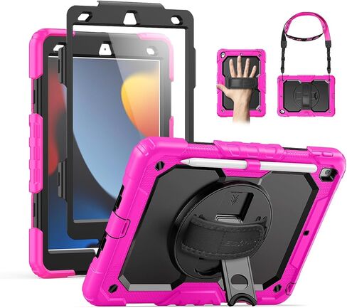 حافظة SEYMAC لجهاز iPad Pro 13 بوصة M5 2025 / M4 2024، حافظة واقية شديدة التحمل مقاومة للصدمات مع واقي شاشة، حامل دوار 360 درجة، حزام اليد/الكتف وحامل قلم، أسود in Kuwait