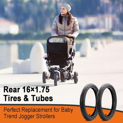 Rear 16x1.75/2.125 Stroller Tires and Tubes - 2Sets 16" Inner & Outer Tires Replacements for 3-Wheel Jogging Strollers, Compatible with BOB Revolution SE/Pro/Flex/SU/Ironman, Single & Double Models in Saudi Arabia