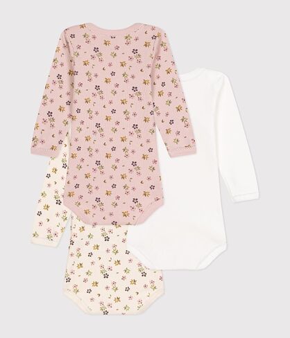 Petit Bateau Baby Girl 3 Pack LS Floral and Solid Bodysuits SIZES 3-24 MONTHS in Saudi Arabia