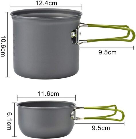 Peidesi Camping Cookware Mess Kit، مجموعة أواني ومقالي موقد التخييم المحمولة، حلقة تسلق، سكين قابل للطي، طقم ملعقة شوكة، حقيبة شبكية للحمل، لحقائب الظهر in Kuwait