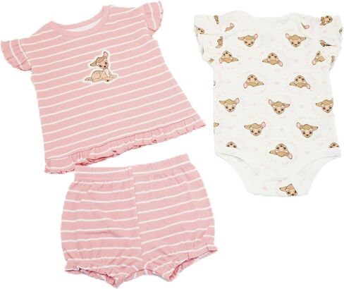 مجموعة ملابس ديزني للفتيات الصغيرات 3 قطع من Magic Threadz Aristocats Marie Minnie Pooh Stitch Bambi (0/3M–24M) in Kuwait