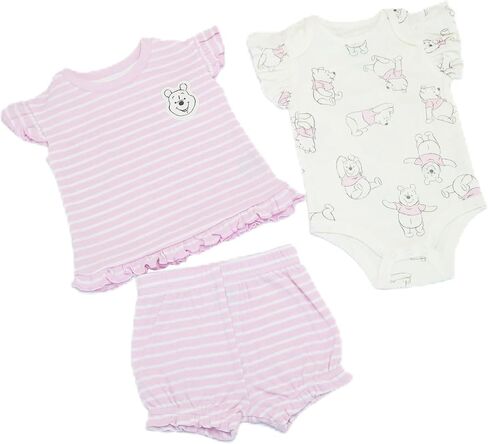 مجموعة ملابس ديزني للفتيات الصغيرات 3 قطع من Magic Threadz Aristocats Marie Minnie Pooh Stitch Bambi (0/3M–24M) in Kuwait
