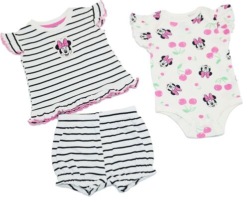 مجموعة ملابس ديزني للفتيات الصغيرات 3 قطع من Magic Threadz Aristocats Marie Minnie Pooh Stitch Bambi (0/3M–24M) in Kuwait