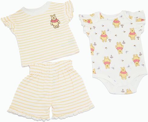مجموعة ملابس ديزني للفتيات الصغيرات 3 قطع من Magic Threadz Aristocats Marie Minnie Pooh Stitch Bambi (0/3M–24M) in Kuwait
