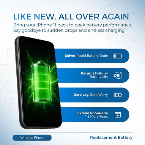 Battery Replacement for iPhone 11 Model A2111 A2221 A2223 High Capacity Repair Part + Tool + Adhesive, Fix Low Dead Power Issue 0 Cycle Spare Battery, 2025 New Upgrade Version in Saudi Arabia
