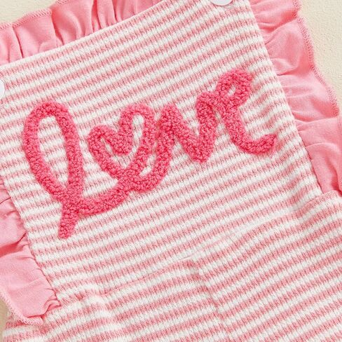 Toddler Baby Girl​ Valentines Day Outfit Heart Embroidered Letter Sleeveless Jumpsuit Bell Bottoms Pants Overalls in Saudi Arabia