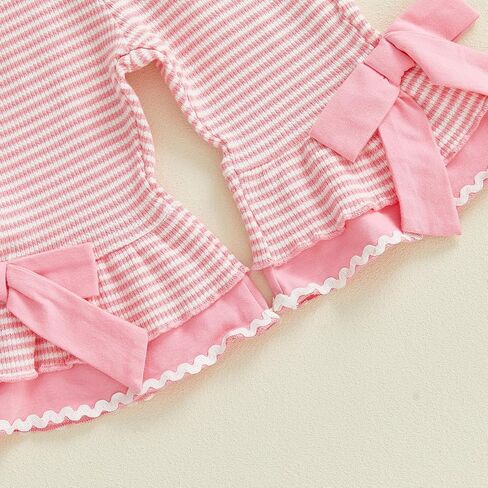 Toddler Baby Girl​ Valentines Day Outfit Heart Embroidered Letter Sleeveless Jumpsuit Bell Bottoms Pants Overalls in Saudi Arabia