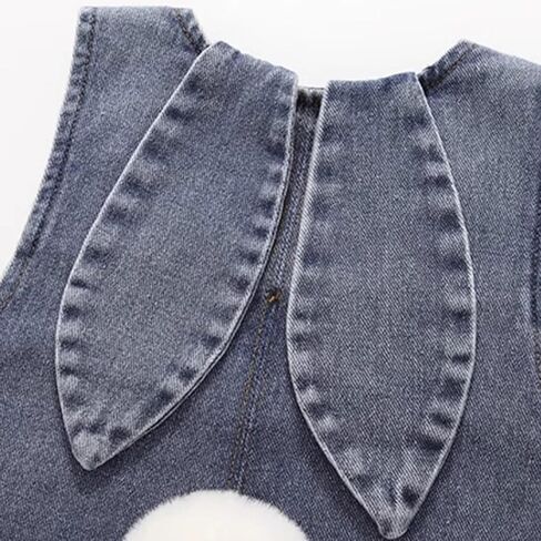Toddler Baby Easter Outfit Overall Pants Boy Girl Bunny Ear Denim Romper with Pom Pom Tail Jeans Jumpsuit in Kuwait