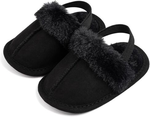 Fuzzy Baby Slippers, Cozy Fleece Baby Shoes with Heel Strap, Cozy Fleece Shoes for Boys Girls in Saudi Arabia