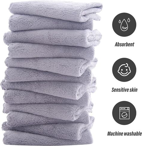 مجموعة من 24 قطعة من مناشف الأطفال فائقة النعومة من صني zzzZZ - مقاس 10 × 10 بوصات - ملابس غسيل من الصوف المرجاني فائقة الامتصاص للأطفال والرضع والأطفال الصغار - البشرة الحساسة وحديثي الولادة - الطفل المثالي in Kuwait
