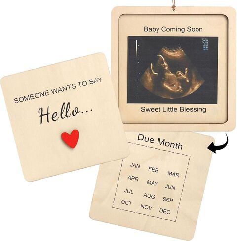صندوق إعلان الحمل على شكل صدفي للأجداد مع لافتة - هدية قادمة قريبًا، تحمل صورة بالموجات فوق الصوتية 3x4، تذكار يكشف عن المفاجأة للآباء in Kuwait