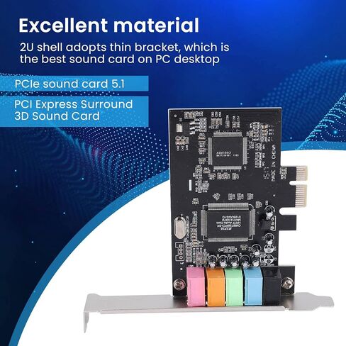 بطاقة صوت PCIe 5.1، بطاقة صوت محيطية PCI Express صوت ستيريو ثلاثي الأبعاد مع شريحة صوت عالية الأداء للكمبيوتر الشخصي CMI8738 in Kuwait