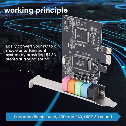 بطاقة صوت PCIe 5.1، بطاقة صوت محيطية PCI Express صوت ستيريو ثلاثي الأبعاد مع شريحة صوت عالية الأداء للكمبيوتر الشخصي CMI8738 in Kuwait