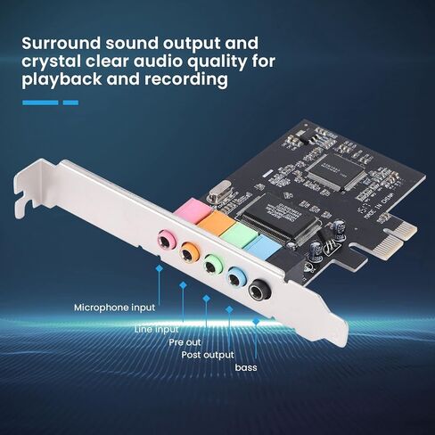 بطاقة صوت PCIe 5.1، بطاقة صوت محيطية PCI Express صوت ستيريو ثلاثي الأبعاد مع شريحة صوت عالية الأداء للكمبيوتر الشخصي CMI8738 in Kuwait