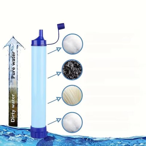 1Pc Outdoor Water Filter Straw, 0.01 Micron 4-Stage Filtration, Portable Survival Purifier for Travel, Wilderness, Emergency - ABS Material in Saudi Arabia