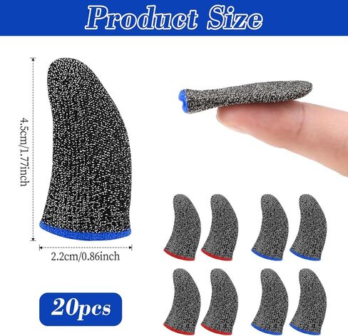40 قطعة من أكمام الأصابع للألعاب، قفازات مضادة للعرق للتحكم في الألعاب، أغطية أصابع قابلة للتنفس، أكمام حساسة قابلة للتنفس، قفازات أصابع الإبهام للألعاب (حافة زرقاء، حافة حمراء) in Kuwait