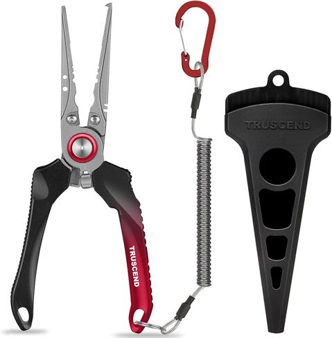 TRUSCEND Lockable Handy Fishing Pliers with Innovative Ergonomic Handle, Saltwater Corrosion Resistant Teflon Coated Fishing Tool, Multi-Function Fishing Gear with Mo-V Cutter in Saudi Arabia
