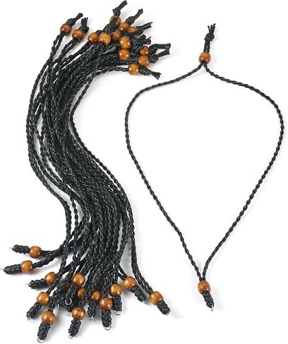 Beadthoven 15pcs حبل قلادة مشمع الحبل للرجال النساء قابل للتعديل مضفر الحبل القلائد سلسلة خمر البوهيمي حبل سلسلة قلادة مع حلقة معدنية لقلادة شنقا صنع المجوهرات DIY البني in Kuwait