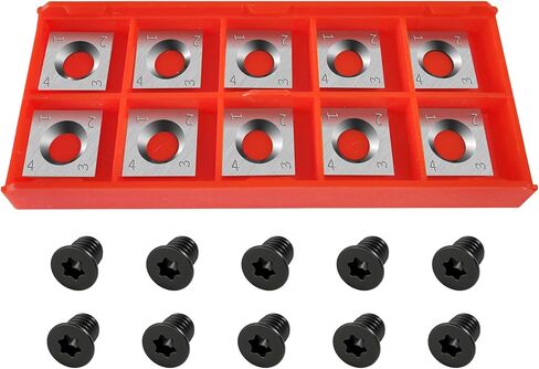 12 x 12 x 1.5mm Tungsten Carbide Inserts Set, 35 Degree Square Straight Carbide Inserts Lathe Tools for Spiral Helical Planer And Slab Flattening Router Bit,Supplied with 10 pcs Screws in Kuwait