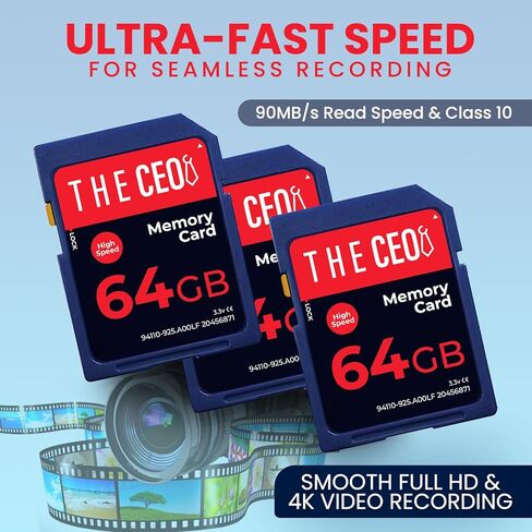 THE CEO Memory Card Ultra SDHC UHS-I 90MB/s – High-Speed & Reliable Camera Card - Class 10 for Fast Read/Write Ideal for Full HD Video & Photography- Get a Durable 64GB SD Card for Long-Term Storage in Saudi Arabia