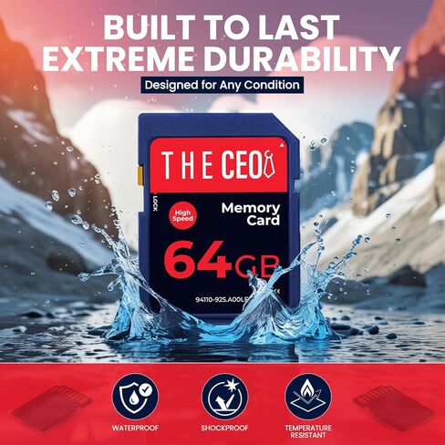 THE CEO Memory Card Ultra SDHC UHS-I 90MB/s – High-Speed & Reliable Camera Card - Class 10 for Fast Read/Write Ideal for Full HD Video & Photography- Get a Durable 64GB SD Card for Long-Term Storage in Saudi Arabia
