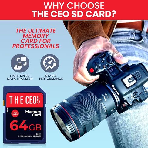 THE CEO Memory Card Ultra SDHC UHS-I 90MB/s – High-Speed & Reliable Camera Card - Class 10 for Fast Read/Write Ideal for Full HD Video & Photography- Get a Durable 64GB SD Card for Long-Term Storage in Saudi Arabia