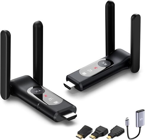 جهاز إرسال HDMI لاسلكي و4 أجهزة استقبال، ما يصل إلى 8 RXs، توصيل وتشغيل موسع، 165 قدمًا، تحكم حراري ذكي، شاشة LED، 2.4 + 5.8 جيجا هرتز، توسيع لاسلكيًا من الكمبيوتر المحمول/الكمبيوتر الشخصي/صندوق الكابل إلى أجهزة تلفزيون/أجهزة عرض متعددة in Kuwait