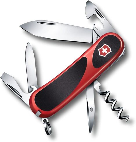 سكين الجيش السويسري Victorinox Evolution S18 Grip، 15 وظيفة، سكين جيب سويسري الصنع بشفرة كبيرة ومفك براغي ومنشار خشب - أصفر/أسود in Kuwait