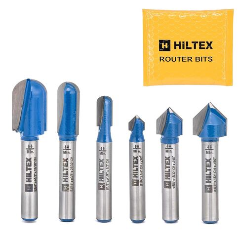 مجموعة لقم التوجيه الدائرية ذات المحمل العلوي من HILTEX 10109H، 4 قطع، ساق 1/4 بوصة، أداة النجارة باستخدام الحاسب الآلي، نصف قطر القطع 1/8 بوصة 3/16 بوصة 1/4 بوصة 5/16 بوصة للحواف المستديرة، حواف الخزانة in Kuwait