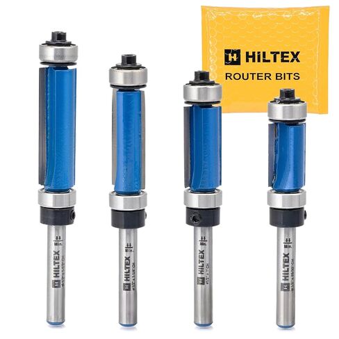 مجموعة لقم التوجيه الدائرية ذات المحمل العلوي من HILTEX 10109H، 4 قطع، ساق 1/4 بوصة، أداة النجارة باستخدام الحاسب الآلي، نصف قطر القطع 1/8 بوصة 3/16 بوصة 1/4 بوصة 5/16 بوصة للحواف المستديرة، حواف الخزانة in Kuwait
