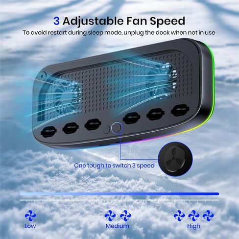 NEWDERY Cooling Fan for Nintendo Switch 2 Dock with Dual Fans, 3 Adjustable Speeds, RGB Light Modes, 6 Game Card Slots & 3 USB Ports, Heat Dissipation Base for Switch 2 Console in Saudi Arabia