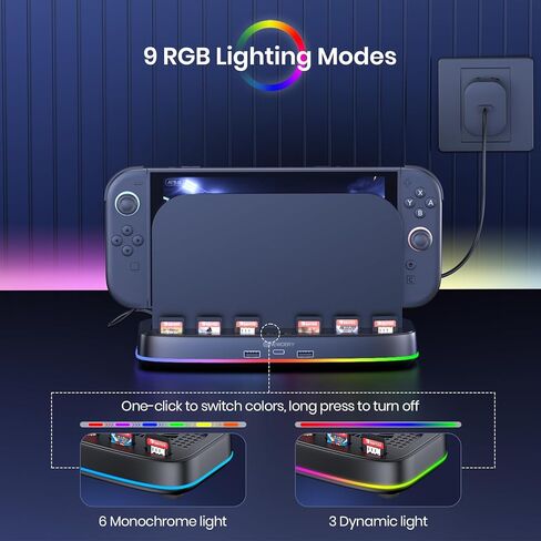 NEWDERY Cooling Fan for Nintendo Switch 2 Dock with Dual Fans, 3 Adjustable Speeds, RGB Light Modes, 6 Game Card Slots & 3 USB Ports, Heat Dissipation Base for Switch 2 Console in Saudi Arabia