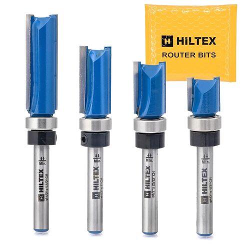 مجموعة لقم التوجيه الدائرية ذات المحمل العلوي من HILTEX 10109H، 4 قطع، ساق 1/4 بوصة، أداة النجارة باستخدام الحاسب الآلي، نصف قطر القطع 1/8 بوصة 3/16 بوصة 1/4 بوصة 5/16 بوصة للحواف المستديرة، حواف الخزانة in Kuwait