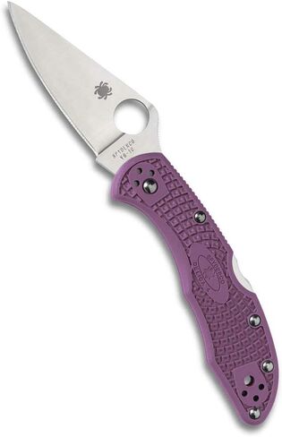 Spyderco Delica 4 سكين قابل للطي خفيف الوزن مقاس 7.15 بوصة مع شفرة فولاذية مسطحة 2.90 بوصة ومقبض FRN عالي القوة - طحن عادي in Kuwait