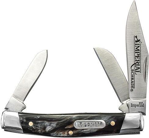 Schrade Imperial IMP16S Stockman 5.9in سكين تقليدي قابل للطي من الفولاذ المقاوم للصدأ مع نقطة مشبك 2.5in، شفرة الغنم والتجسس ومقبض POM للصيد في الهواء الطلق والتخييم والحمل اليومي، فضي in Kuwait