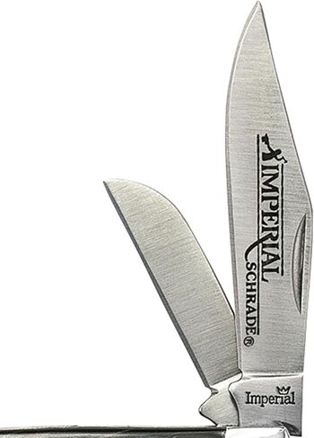 Schrade Imperial IMP16S Stockman 5.9in سكين تقليدي قابل للطي من الفولاذ المقاوم للصدأ مع نقطة مشبك 2.5in، شفرة الغنم والتجسس ومقبض POM للصيد في الهواء الطلق والتخييم والحمل اليومي، فضي in Kuwait