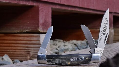 Schrade Imperial IMP16S Stockman 5.9in سكين تقليدي قابل للطي من الفولاذ المقاوم للصدأ مع نقطة مشبك 2.5in، شفرة الغنم والتجسس ومقبض POM للصيد في الهواء الطلق والتخييم والحمل اليومي، فضي in Kuwait