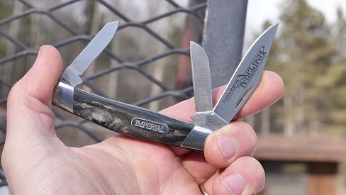 Schrade Imperial IMP16S Stockman 5.9in سكين تقليدي قابل للطي من الفولاذ المقاوم للصدأ مع نقطة مشبك 2.5in، شفرة الغنم والتجسس ومقبض POM للصيد في الهواء الطلق والتخييم والحمل اليومي، فضي in Kuwait