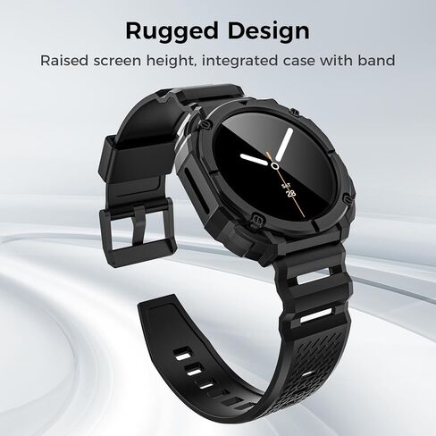 حافظة Goton Rugged Band لساعة Samsung Galaxy Watch 8 Ultra مع حزام وواقي شاشة لساعة Galaxy Watch 8 حزام سيليكون فائق النعومة مع غطاء واقٍ متين للرجال - أسود in Saudi Arabia