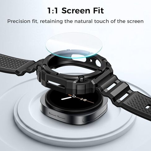 حافظة Goton Rugged Band لساعة Samsung Galaxy Watch 8 Ultra مع حزام وواقي شاشة لساعة Galaxy Watch 8 حزام سيليكون فائق النعومة مع غطاء واقٍ متين للرجال - أسود in Saudi Arabia