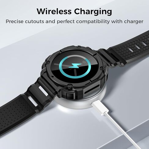 حافظة Goton Rugged Band لساعة Samsung Galaxy Watch 8 Ultra مع حزام وواقي شاشة لساعة Galaxy Watch 8 حزام سيليكون فائق النعومة مع غطاء واقٍ متين للرجال - أسود in Saudi Arabia