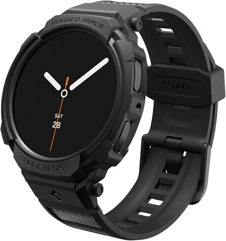 Spigen Rugged Armor Pro Designed for Samsung Galaxy Watch 8 40mm Case with Band Protective TPU Cover with Strap (2025) - Matte Black in Saudi Arabia
