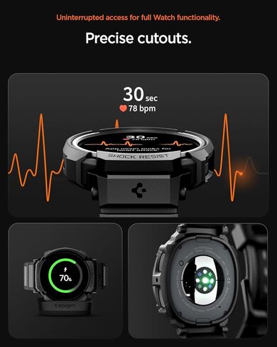 Spigen Rugged Armor Pro Designed for Samsung Galaxy Watch 8 40mm Case with Band Protective TPU Cover with Strap (2025) - Matte Black in Saudi Arabia